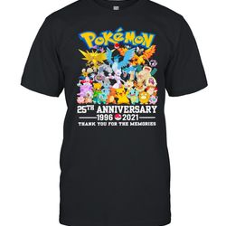 pokemon movie character 25th anniversary 1996 2021 thanks for the memories shirt