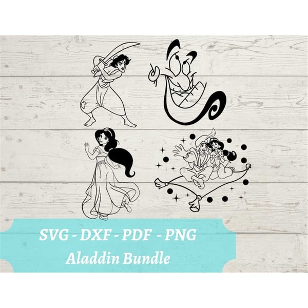 Aladdin Bundle SVG - Aladdin, Jasmine, Magic Carpet Ride Dow - Inspire ...