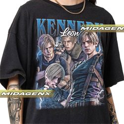 limited leon kennedy blue version vintage t-shirt, gift for women and man unisex t-shirt