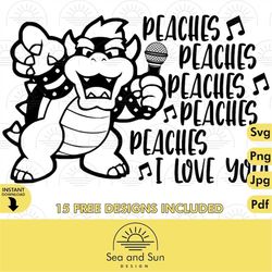 bowser peaches song i will never merry me a monster! 37 svg, png, jpg, pdf, clip art files for cricut design bowser