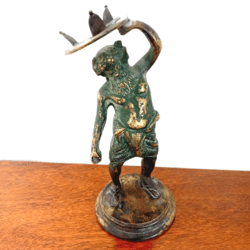 Silenus Bronze Sculpture statue Silene from Pompeii Naples Museum Signed Emari High approx cm 18 Inch 7.2 Table desk top