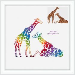 cross stitch pattern giraffe silhouette rainbow ornament monochrome animal africa abstract counted crossstitch patterns