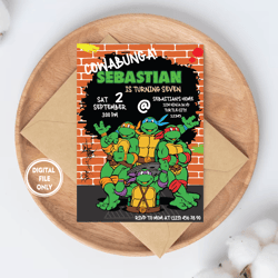 personalized file tmnt birthday invitation |turtle invitation | ninja turtle themed party | boy party invite | boys edit