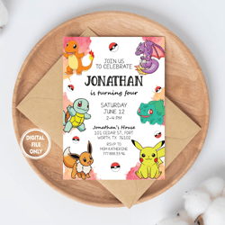 personalized file printable birthday invitation | pikachu invite | invitation | pokemon birthday invite | instant