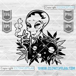 alien smoking joint svg | alien svg | smoking weed svg | alien clipart | marijuana svg | cannabis svg | rasta svg | 420