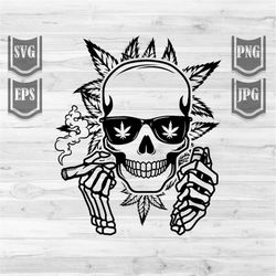 skull smoking weed svg file || smoking cannabis svg || smoking marijuana svg || smoking weed svg ||cannabis svg || skull