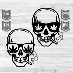 skull smoking joint svg file || smoking cannabis joint svg || smoking marijuana || smoking joint svg || cannabis svg ||