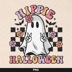 hippie halloween png, retro ghost png, retro halloween design, cute ghost flowers png, spooky ghost png, cute halloween