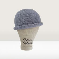 Hat with a rolled brim for men and women Cloche hat and Knit bucket hat Knitted beanie made from natural merino yarn