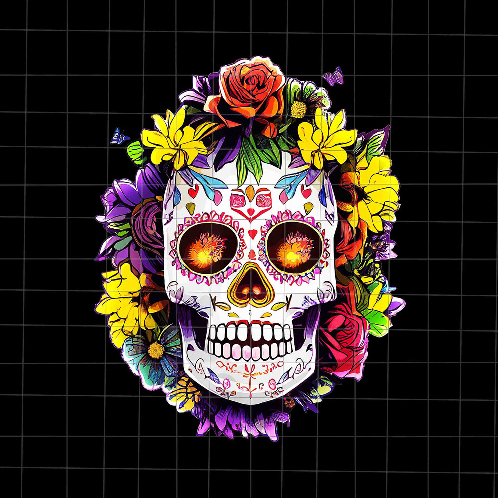 Floral Sugar Skull Png, Skull Quote Png, Skull Flower Halloween Png, Spring Skull Butterfly Png, Halloween Skull Png - 1.jpg
