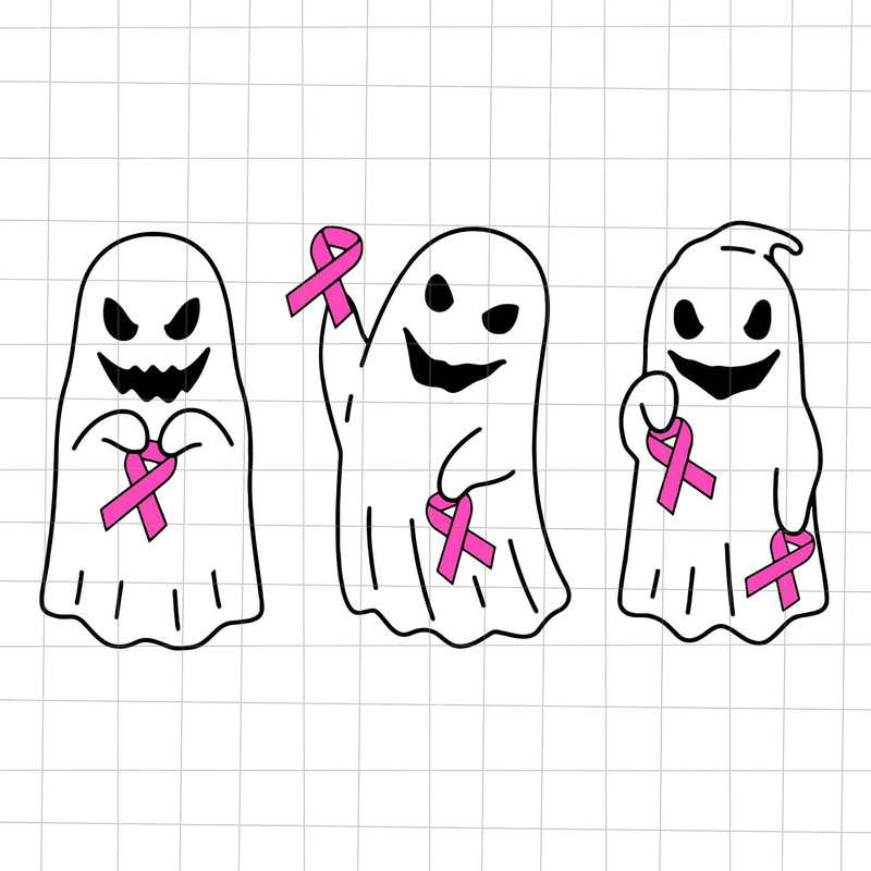Ghost Pink Ribbon Breast Cancer Awareness Svg, Ghost Breast Cancer Awareness Halloween Svg, Ghost Pink Ribbon Svg, Pink Ribbon Halloween Svg - 1.jpg