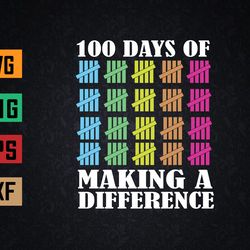 100 days of making a difference, kids school teachers svg, eps, png, dxf, digital download