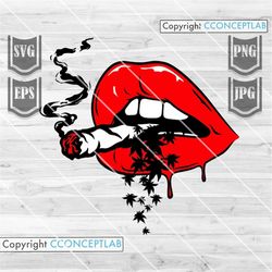 sexy lips dripping smoking joint svg | red lip cutfile | marijuana weed dxf | cannabis clipart | 420 rasta shirt png| do