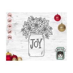 mason jar svg file, christmas svg, mason jar flowers svg, mason jar poinsettia svg, christmas cut file, poinsettia cut f