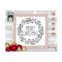 merry christmas svg file, merry christmas cut file, christmas wreath svg, wreath cut file, wreath svg file, laurel wreat