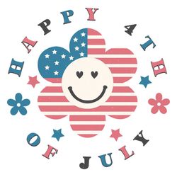 happy 4th of july flower smile face usa flag png