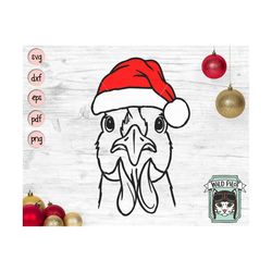 chicken santa hat svg file, chicken with hat svg, christmas svg file, chicken svg, christmas cut file, christmas animals