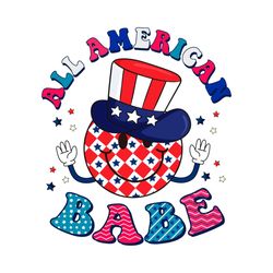 all american flag babe smiley face july 4th png
