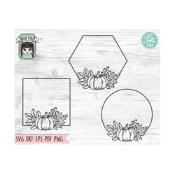 pumpkin frame svg, pumpkin wreath svg, pumpkin monogram frame svg, autumn svg file, fall svg file, pumpkin cut file, mon