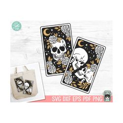 tarot card skull svg, floral skull tarot svg file, death tarot, lovers tarot card svg, halloween, gothic, flower skull s