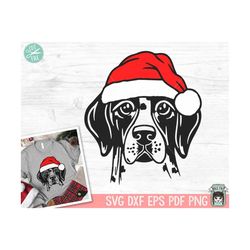 dog santa hat svg file, christmas dog svg, german shorthaired pointer svg, christmas cut file, christmas animals, pointe