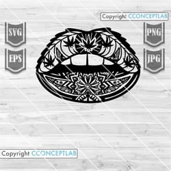 mandala lips weed || svg file || mandala svg || weed svg || weed cut files || cannabis mandala svg | marijuana svg | wee