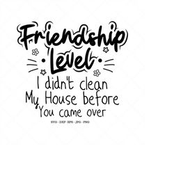 friendship level i didn't clean my house before you came over svg, friendship gift, best friend gift, gift for mom, frie