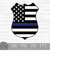 police badge - american flag, thin blue line - instant digital download - svg, png, dxf, and eps files included!