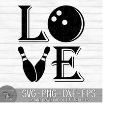 love bowling - instant digital download - svg, png, dxf, and eps files included! cut file, bowling ball, bowling pins
