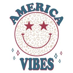 america vibes smile svg, happy face 4th of july svg