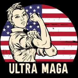 Ultra Maga American Flag Messy Bun Svg