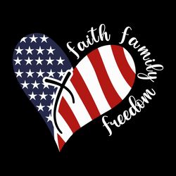 faith family freedom svg, happy july 4th heart svg