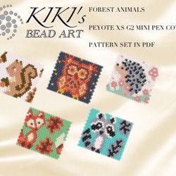 peyote xs mini pen cover pattern animal forest animal set of 5 for pen wrap for g2 pilot xs mini pen in pdf