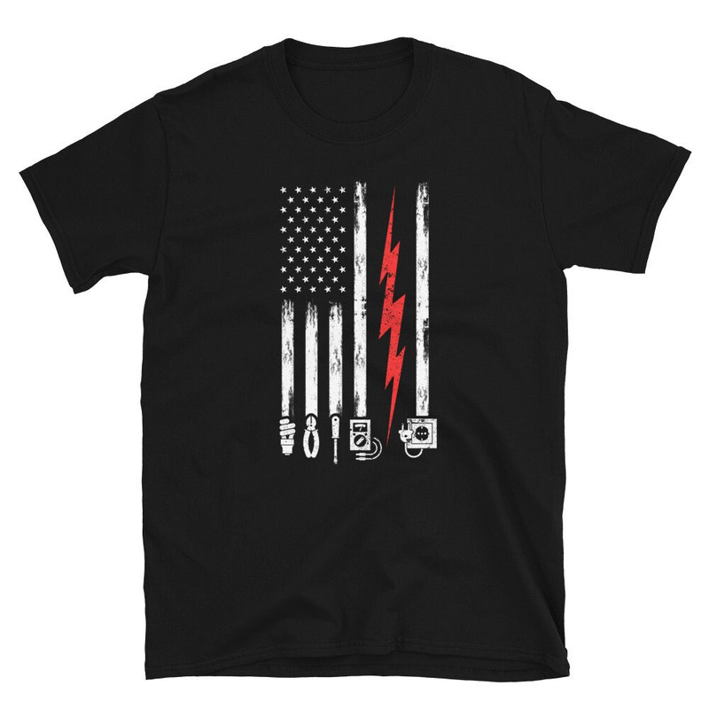 Electrician US Flag with Tools Unisex T-Shirt.jpg