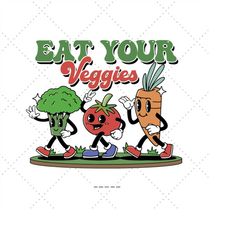 eat your veggies svg, vegan shirt svg, vegan bag svg, retro svg, farm girl svg, gardening svg