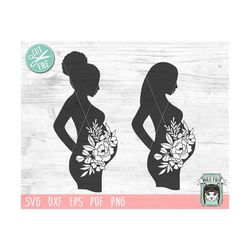 pregnant woman flowers svg file, pregnancy svg, fertility svg, pregnancy cut file, floral, female svg file, woman cut fi