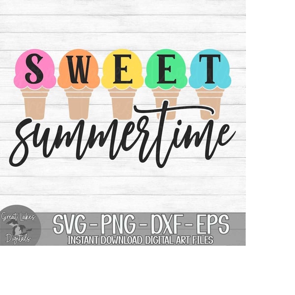 Sweet Summertime Ice Cream Cones - Instant Digital Download.