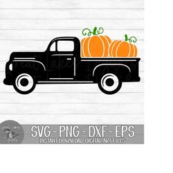 fall pumpkin truck - instant digital download - svg, png, dxf, and eps files included! autumn vintage truck, thanksgivin