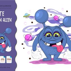 cartoon alien monster. t-shirt, png, svg.