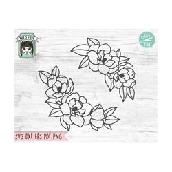 flower svg files, flower border svg, floral svg files, flower cut file, flower frame svg, floral cut file, magnolia flow