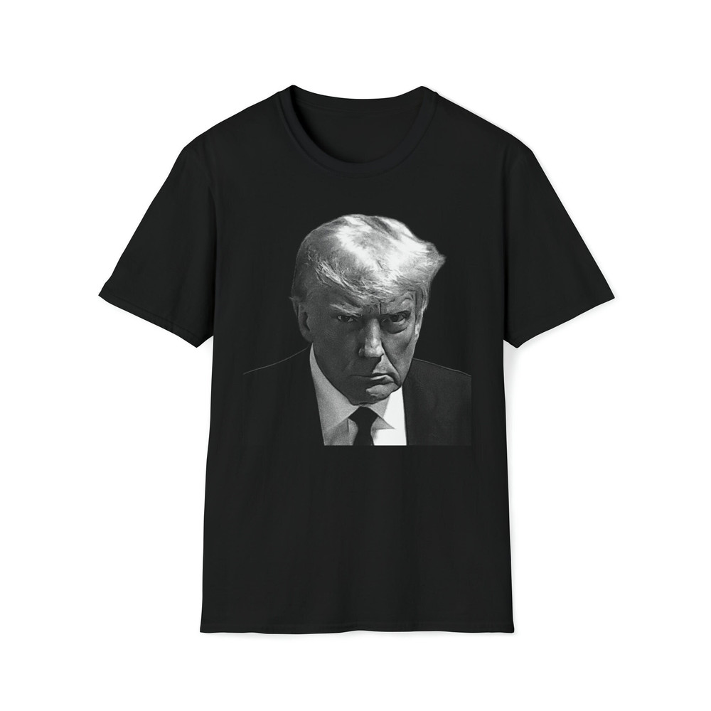 Black And White Donald Trump Mug Shot Aug 24 High Resolution Memes T-Shirt.jpg