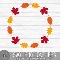 fall wreath, decorative, leaves, autumn, leaf wreath - instant digital download - svg, png, dxf, and eps files included!