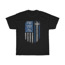 america by birth, christian by faith, police by choice t-shirt