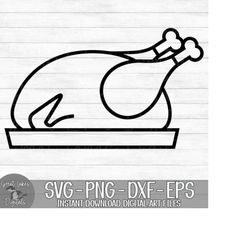 thanksgiving turkey - instant digital download - svg, png, dxf, and eps files included! cooked turkey, dinner, plate