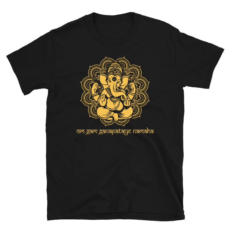 Yellow Ganesh Om Gam Ganapataye Namaha Unisex T-Shirt.jpg