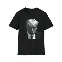 black and white donald trump mug shot aug 24 high resolution memes t-shirt