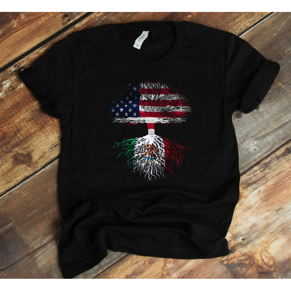 American Mexican T-Shirt - Flags - USA - Mexico - Tree Of Life - Made In America With Mexican Roots.jpg