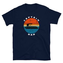 personalized boating short-sleeve unisex t-shirt captain dad pontoon boat sunset art boating lover