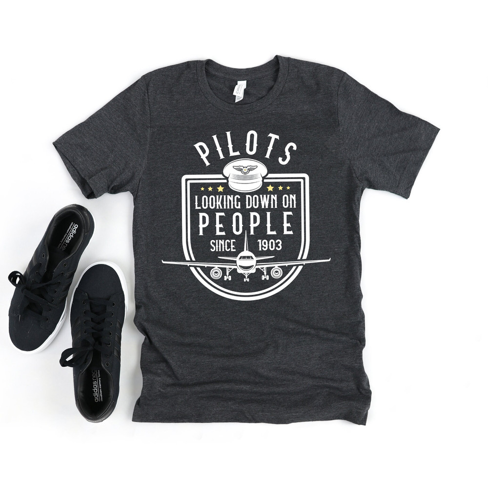 Funny Pilot Shirt Gift for Pilots Looking Down on People Mens Pilot Gift Short-Sleeve Unisex T-Shirt.jpg