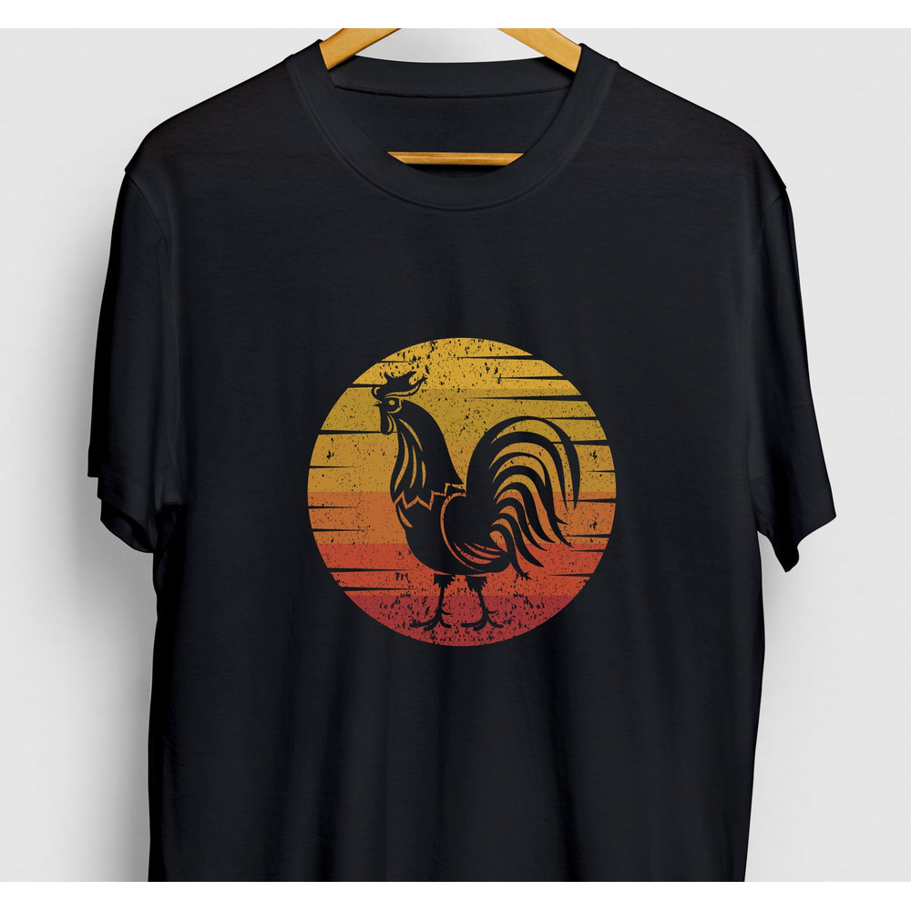 Rooster Retro Sunset Rooster Gift, Funny Cock Shirt, Funny Chicken tee, Rooster Hoodie Youth Shirt Unisex T-shirt.jpg